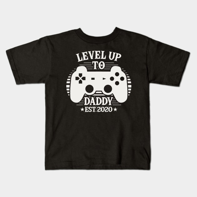 Leveled Up To Daddy Est 2020 Kids T-Shirt by Tesszero